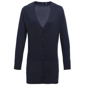 Premier Womens/Ladies Longline V Neck Cardigan / Navy